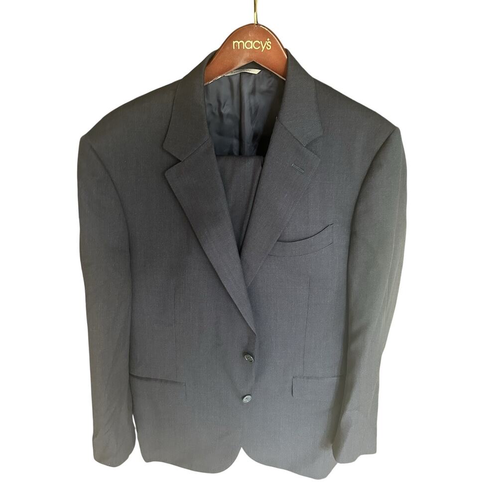 Canali 1934 Wool Suit Blue Made in Italy Sz 54 - Pants Flat Front No Cuff 38x30